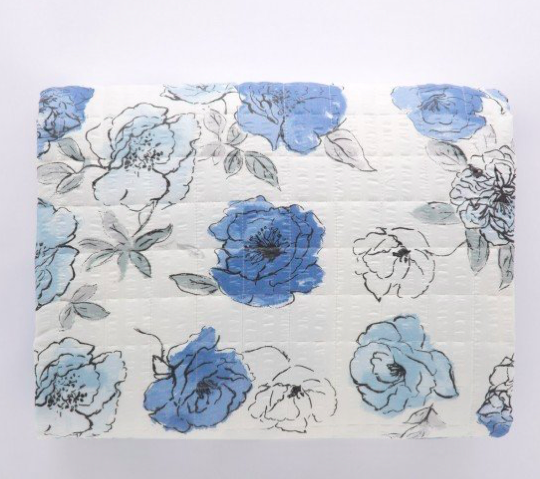 Blue Flowered Bedspread 255x255cm 